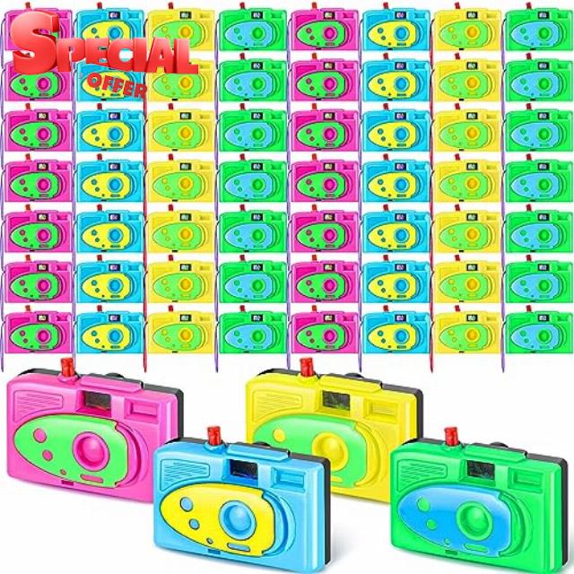 Hungdao 64 Pcs Kids Toy Camera Viewfinder Camera Bulk with Images Mini Camera Party Favor Pretend Play Camera Prop for Boys Girls Kids Birthday Party Favors Goodie Bag Stuffers Return Gifts