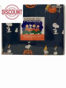 Peanuts Halloween Sheet Set Snoopy Witches Brew Navy Blue (King)