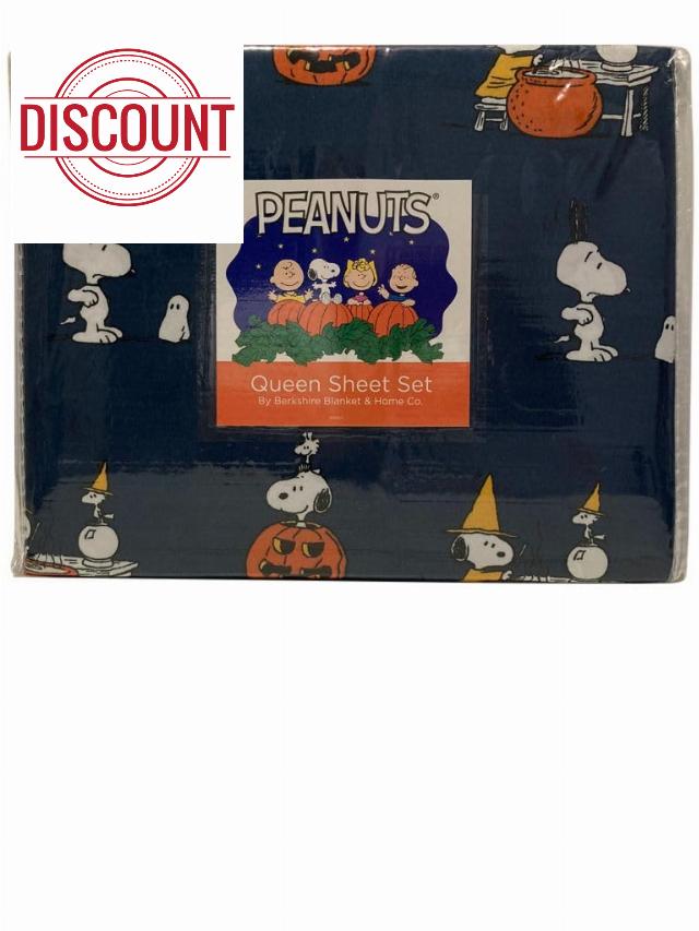 Peanuts Halloween Sheet Set Snoopy Witches Brew Navy Blue (King)