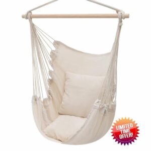 MoNiBloom Hammock Chair Hanging Rope Swing w/2 Cushions