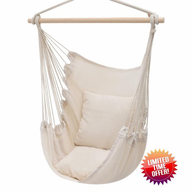 MoNiBloom Hammock Chair Hanging Rope Swing w/2 Cushions