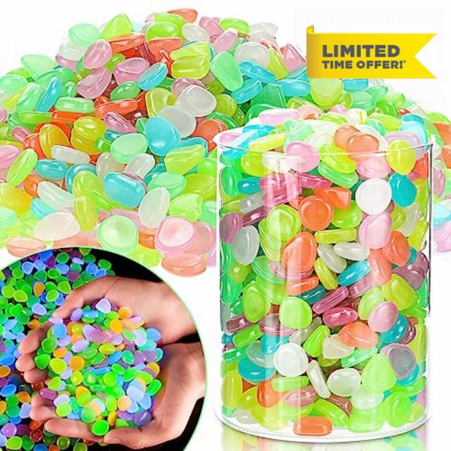 Sasylvia 2.2 Lbs 1925 Pcs Glow in The Dark Rocks Luminous Fish Tank Pebbles Decorative Fairy Garden Rocks and Stones for Outdoor Aquarium Yard Decorations Lawn Walkway Pathway Indoor (Multi Color)