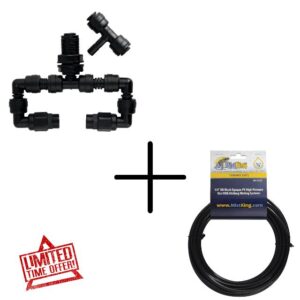 Saso's Misting Bundle - MistKing Double Misting Assembly Value T with 25' Tubing - Misting System Accessories for Efficient Humidification - Ideal for Terrariums