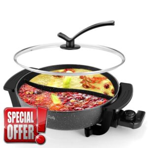 Food Party Electric Non-Stick 6-Quart Shabu Pot with Divider