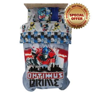 Franco Transformers Rise of The Beasts Optimus Prime Kids Super Soft Comforter and Sheet Set with Sham