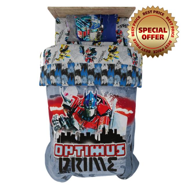 Franco Transformers Rise of The Beasts Optimus Prime Kids Super Soft Comforter and Sheet Set with Sham