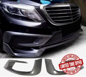 Carbon Fiber Front Bumper Splitter Air Vent Cover Trim Fits for Mercedes Benz S Class W222 S63 AMG Sedan 2014-2017 Side Fins Spoiler