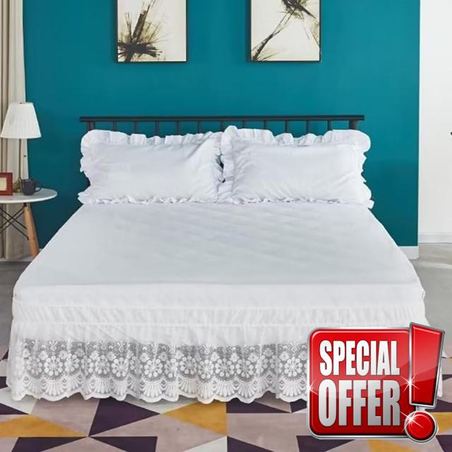 DREFEEL Bedskirt Lace Trimmed Elastic Bed Wrap