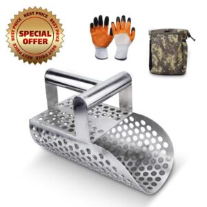 YTYLSJ Stainless Steel Metal Detector - Beach Metal Detecting Sand Scoop for Underwater Treasure Hunting