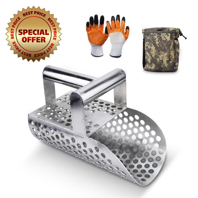 YTYLSJ Stainless Steel Metal Detector - Beach Metal Detecting Sand Scoop for Underwater Treasure Hunting