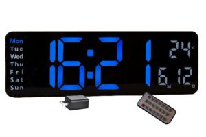 Opis Clock 1 (XL 13'' Blue & White): The Colorful Retro Rectangular Digital Wall Clock