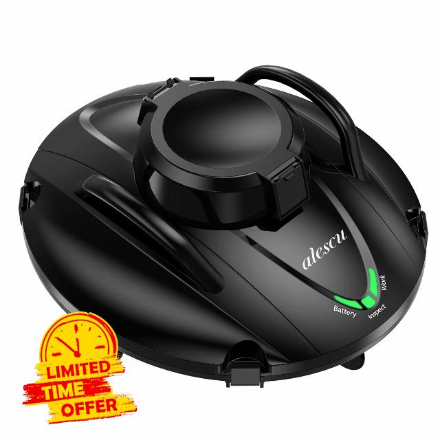 alescu Cordless Robotic Pool Vacuum - Self-Parking Pool Cleaner Lasts 110 Mins - Pool Vacuum Cleaner for Above/In-Ground Pools-Black