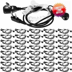 Xuhal 40 Pack Walkie Talkie Earpiece with Mic 2 Pin Acoustic Tube Radio Earpiece Walkie Talkie Headset Compatible with Baofeng UV-5R BF-888S BF-F8HP Arcshell AR-5 Retevis H-777 RT21 RT22 Two Way Radio