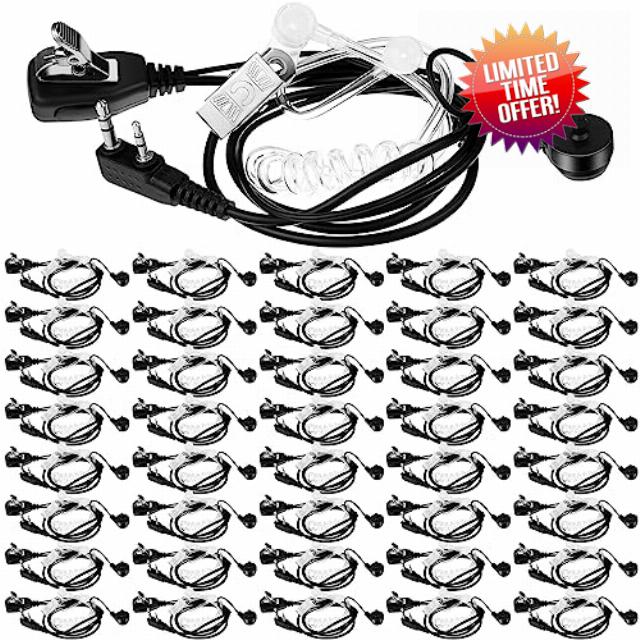 Xuhal 40 Pack Walkie Talkie Earpiece with Mic 2 Pin Acoustic Tube Radio Earpiece Walkie Talkie Headset Compatible with Baofeng UV-5R BF-888S BF-F8HP Arcshell AR-5 Retevis H-777 RT21 RT22 Two Way Radio