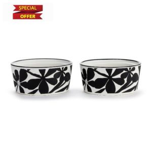 DEMDACO Bold Floral Contrasting Pattern Trendy Statement Black and White 8 Ounce Stoneware Ramekins