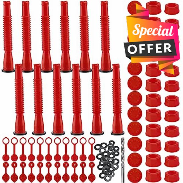 BBTO 12 Kit Gas Can Spout Replacement with Screw Collar Caps