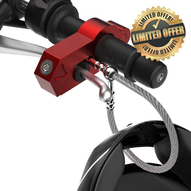 Oasser Helmet Lock Anti-Theft Grip Lock Red