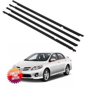 ZONFANT 4 Pcs Black Car Outer Door Window Moulding Trim Weatherstrip Seal Belt Compatible with 2009-2013 Toyota Corolla