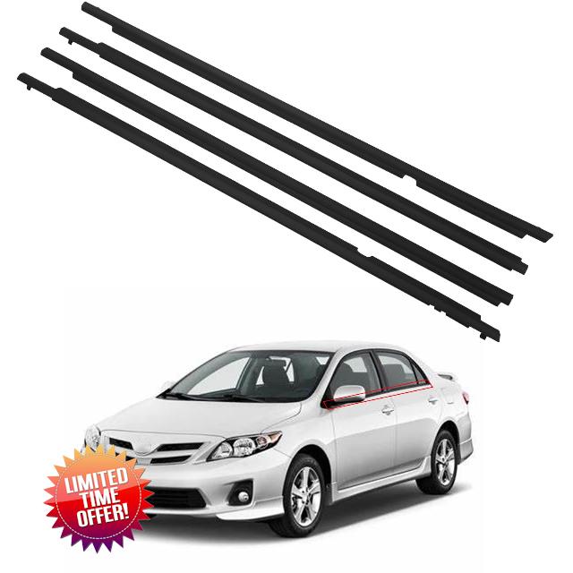 ZONFANT 4 Pcs Black Car Outer Door Window Moulding Trim Weatherstrip Seal Belt Compatible with 2009-2013 Toyota Corolla