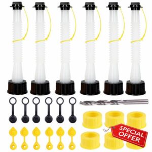 6 Pack Gas Can Spout Replacement Old Style with Pour Nozzle Vent Cap Drill Bit Gaskets Screw Cap Universal fit Most of Fuel Water Container 1 2 5 10 Gallon Tank