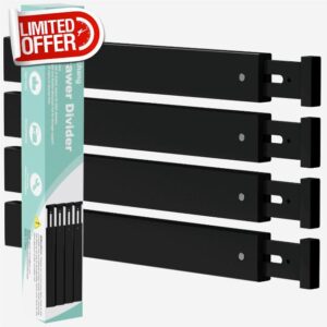 Ruichang Drawer Dividers Organizer Separators Expandable - Bamboo 4-Pack Adjustable Drawer Organization Inserts for Clothes