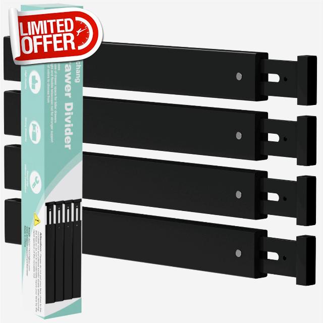 Ruichang Drawer Dividers Organizer Separators Expandable - Bamboo 4-Pack Adjustable Drawer Organization Inserts for Clothes