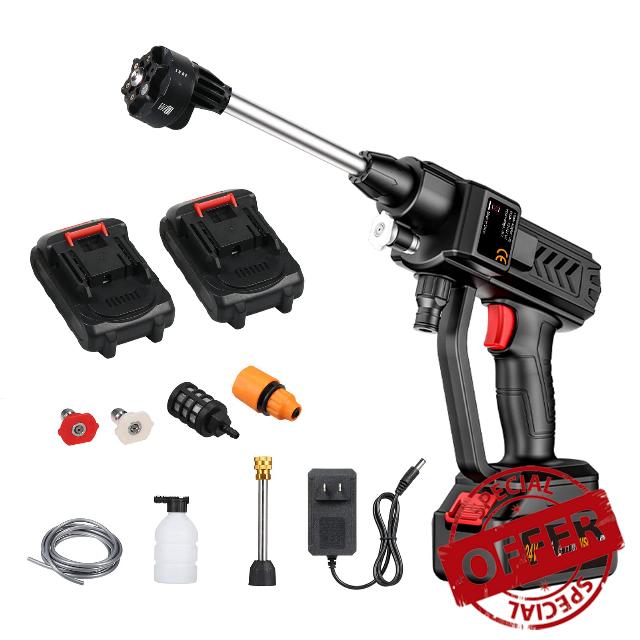 KKnoon Cordless Power Washer 60Bar 300W High Power Washer Machine with Rechargeable Battery 5in1 Nozzles for Car Fence Floor Cleaning Watering