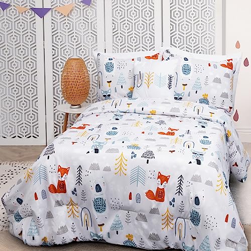 7pcs Bed in a Bag Fox Bear All Season Soft Microfiber Bedding Set with 1 Comforter