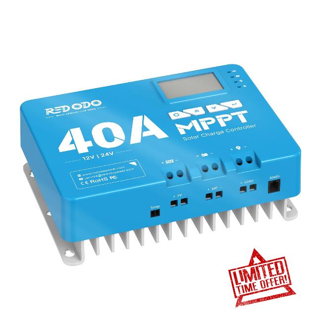 Redodo 40A MPPT 12V/24V Car DC Input Solar Charge Controller with Built-in Bluetooth Module