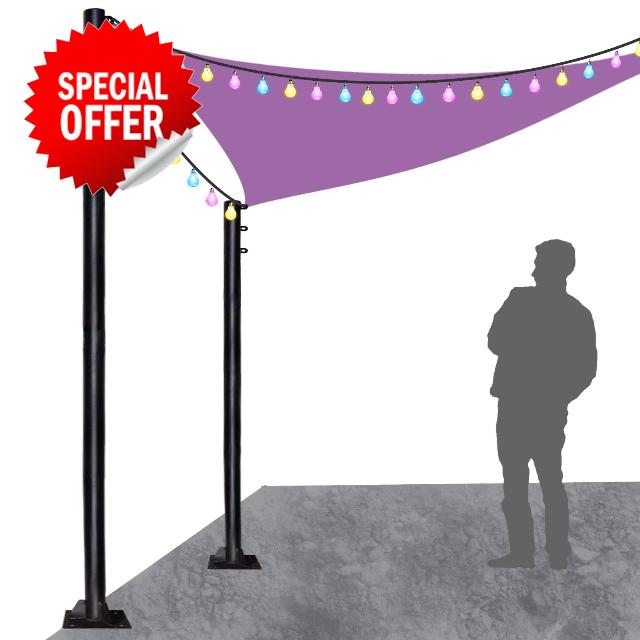 Sun Sail Shade Poles 1.8" Diameter Steel Heavy Duty Kit