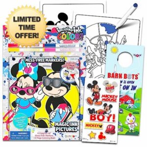 Disney Imagine Ink Mickey Mouse Mess Free Markers and Coloring Book - Mickey and Friends Coloring Pages Bundle for Kids Ages 4-8 with Stickers and Door Hanger
