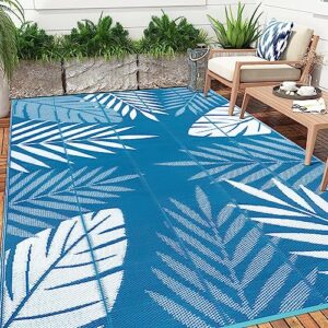 Outdoor Plastic Straw Rug (Teal