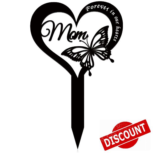 Wesiti Cemetery Decorations for Grave Metal Grave Marker Mom Memorial Garden Stake Butterfly Remembrance Plaque Waterproof Sympathy Grave Stake for Loss of Mother Outdoors Cemetery