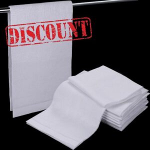 Mixweer 12 Pcs 14" x 22" White Linen Cotton Hand Towels for Bathroom Hemstitched Fingertip Towels Linen Kitchen Towels Dish Towels Tea Towels