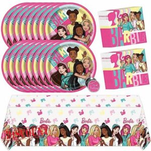 Unique Barbie Party Decorations | Serves 16 Guests | Officially Licensed | Barbie Birthday Decorations | Barbie Birthday Party Supplies | Barbie Tablecover