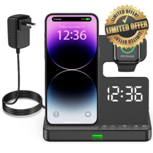 BUFFBEE Alarm Clock with Wireless Charger