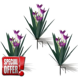 Homight Metal Agave Plant Outdoor Decoration Outdoor Garden Decoration Lily Mexican Yard Art Plant Garden Agave Lily Decorative Garden Gift&hellip; (3 Big Purple Lilies)