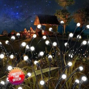Vohuf Outdoor Solar Firefly Garden Lights - Outdoor Solar Decorative Lights 4Pack 32LED Waterproof（Cold White）