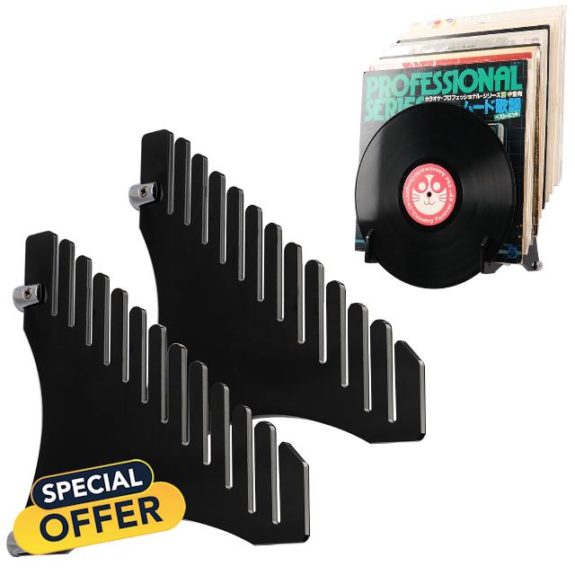 QIXIN Vinyl Record Storage Holder Wall Mounted Acrylic Record Rack Record Floating Rack Record Storage Rack Acrylic Record Rack Showcasing your favourite LP records (Black 1 set)