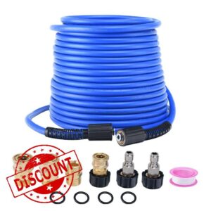 SHUNXING Pressure Washer Hose 50FT X 1/4" Kink Resistant Max 4000PSI Flexible Hose Replacement with 5 1/4"Quick Connect Stainless Steel Plug Kit Fit for Power Washer/Pressure Washer Gun