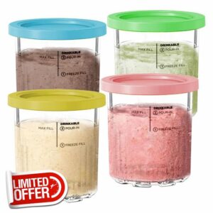 NANOBABY Pint Containers and Lids Replacement for Creamy Deluxe 11-in-1 Ice Cream Makers