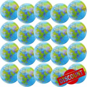 Restroma 20 Pack 16 Inches Inflatable World Globe Blow up Globe Inflatable Earth Beach Ball Globe for Summer Beach Party Favors