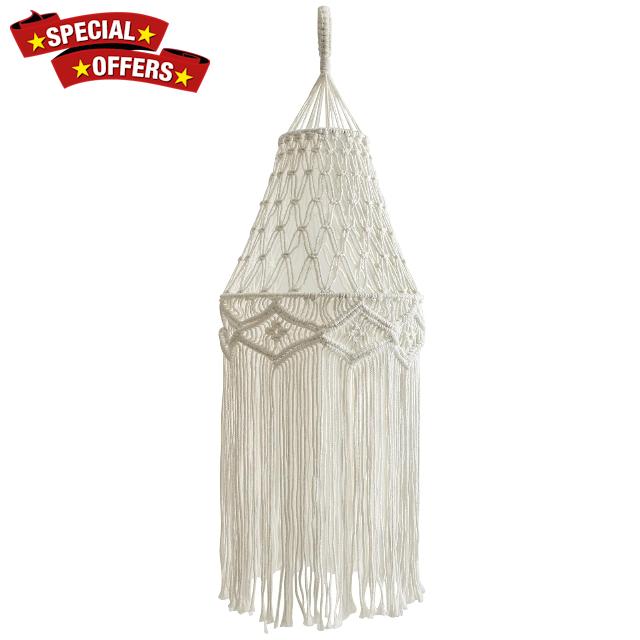 Macrame Bohemian Lamp Shade Boho Hanging Pendant Light Cover Modern Office Bedroom Living Room Nursery Guesthouse Decor Home Decor(Lightbulb Not Included)