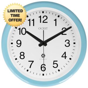 OCEST 12 Inch Large Sealed Outdoor Clock Waterproof ，Waterproof Outdoor Wall Clock，Silent Non-Ticking Battery Operated Quartz Round Clock for Patio