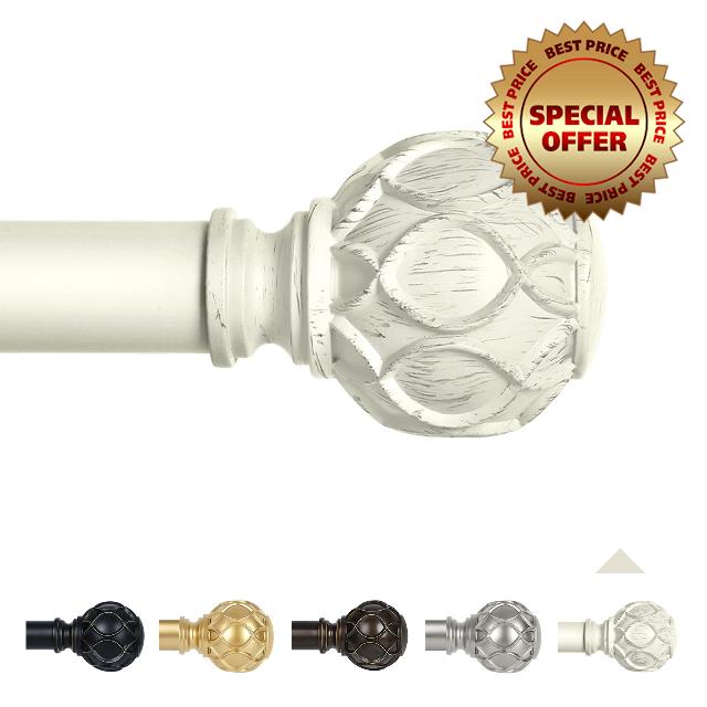 TANGWIN Antique White Curtain Rods for windows 48 to 84 Inch(4-7ft)