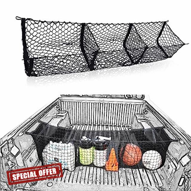 TacoNets Three Pocket Cargo Net for 2005-2023 Toyota Tacoma - Patent Pending Design - Premium Truck Bed Organizers & Storage - Grocery Holder - Designed in USA
