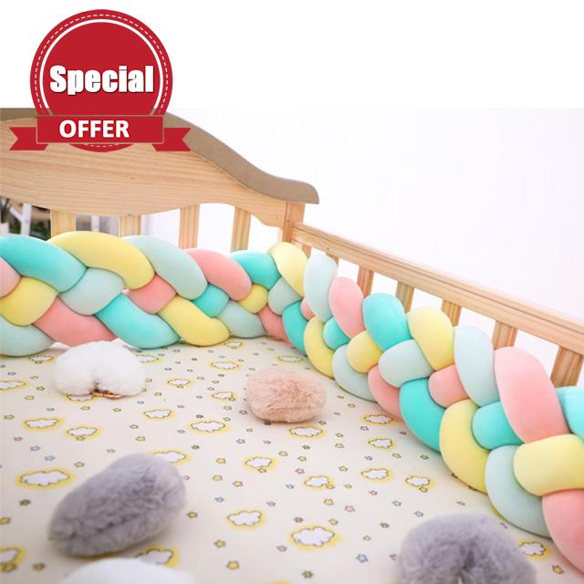 EvikOo 4 Shares Braided Cot Bumper Cushion Soft Knot Pillow Cot