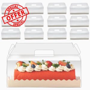 Roppolo 20pcs 11x4.3x4 Inch Big Clear Gable Bakery Gift Boxes with Cardboard