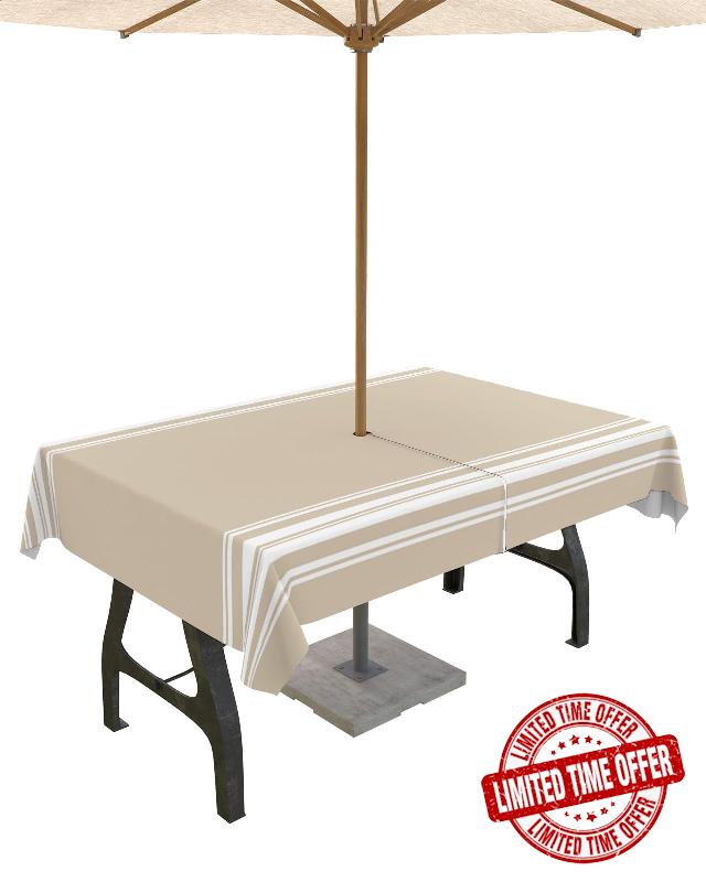 QueenKer Outdoor Tablecloth with Umbrella Hole