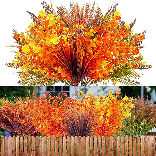 Fake Autumn Plants for Thanksgiving Outdoor UV Resistant No Fade Faux Plastic Plants Garden Porch Window Box Decorating